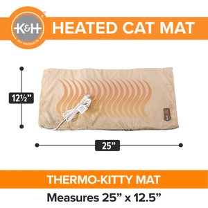 K&H Pet Products Thermo-Kitty Mat Heated Cat Bed, Sage/Tan 