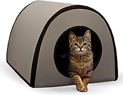 K&H Pet Products Thermo Mod Cat Shelter Weatherproof Outdoor Heated Cat House, Gray