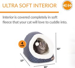 K&H Pet Products Thermo-Pet Cave Covered Indoor Heated Cat Bed & Tunnel, Blue slide 2 of 9