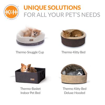 Show full view: K&H Pet Products Thermo-Pet Cave Covered Indoor Heated Cat Bed & Tunnel, Blue slide 9 of 11