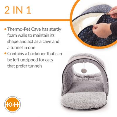 K&H Pet Products Thermo-Pet Cave Covered Indoor Heated Cat Bed & Tunnel