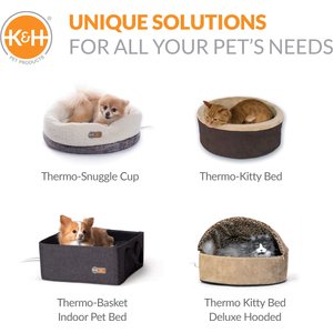 K&H Pet Products Thermo-Pet Cave Covered Indoor Heated Cat Bed & Tunnel, Gray