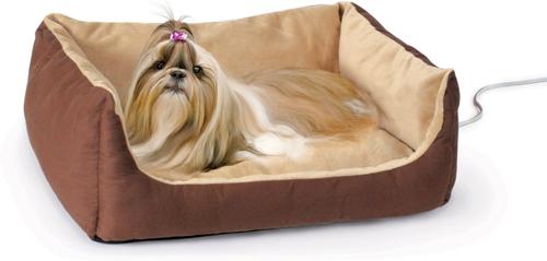 Show full view: K&H Pet Products Thermo-Pet Cuddle Cushion Indoor Heated Bolster Cat & Dog Bed, Mocha slide 1 of 11