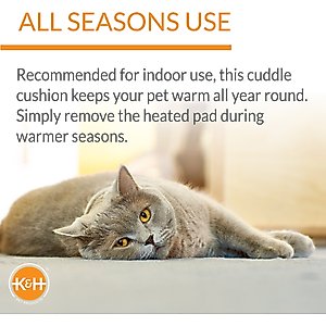 K&H Pet Products Thermo-Pet Cuddle Cushion Indoor Heated Bolster Cat & Dog Bed, Mocha