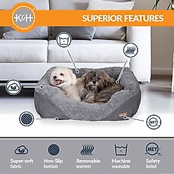 K&H Pet Products Thermo-Pet Lounge Sleeper Heated Bolster Dog & Cat Bed, Gray, Medium slide 2 of 8