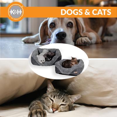 Show full view: K&H Pet Products Thermo-Pet Lounge Sleeper Heated Bolster Dog & Cat Bed, Gray, Medium slide 9 of 10