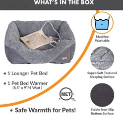 K&H Pet Products Thermo-Pet Lounge Sleeper Heated Bolster Dog & Cat Bed, Gray, Small slide 2 of 8
