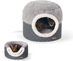 K&H Pet Products Thermo-Pet Nest Covered Indoor Heated Cat Bed House, Gray, Small 