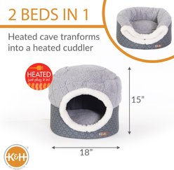 K&H Pet Products Thermo-Pet Nest Covered Indoor Heated Cat Bed House, Gray, Small  slide 2 of 7