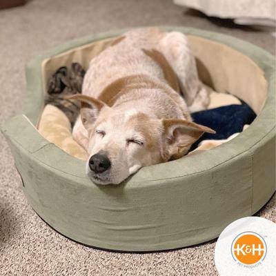 Show full view: K&H Pet Products Thermo-Snuggly Sleeper Heated Dog Bed, Sage/Tan, Medium  slide 4 of 12