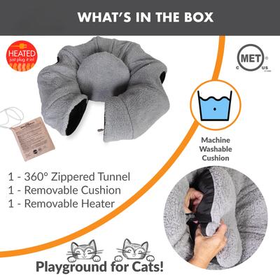 Show full view: K&H Pet Products Tunnel Thermo Heated Cat Bed, Grey slide 5 of 9