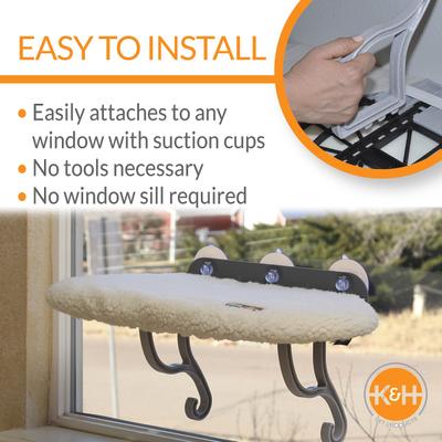 Show full view: K&H Pet Products Universal Mount Cat Window Perch Kitty Sill, Tan slide 4 of 10