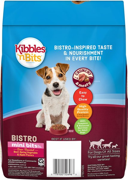 Kibbles 'n Bits Bistro Mini Bits Beef, Vegetable & Apple Small Breed Dry Dog Food, 3.5-lb bag