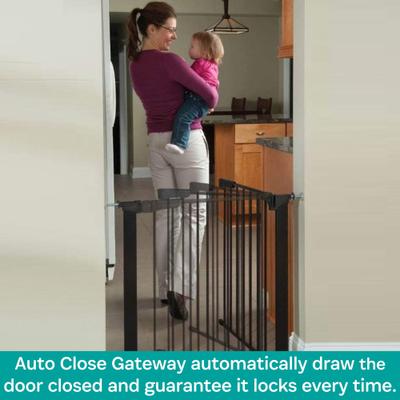 Show full view: KidCo Auto Close Gateway Steel Pressure Mounted Dog & Cat Gate, 29.5-in, Black slide 7 of 9