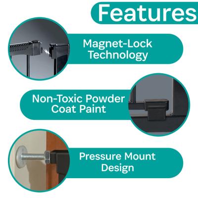 Show full view: KidCo Auto Close Gateway Steel Pressure Mounted Dog & Cat Gate, 29.5-in, Black slide 3 of 9