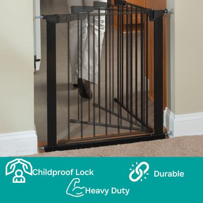 Show full view: KidCo Auto Close Gateway Steel Pressure Mounted Dog & Cat Gate, 29.5-in, Black slide 2 of 9