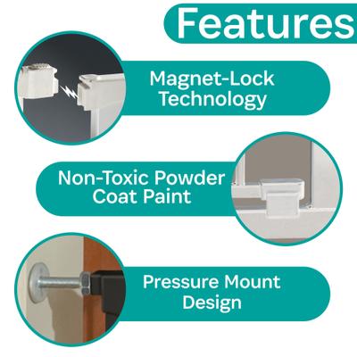 Show full view: KidCo Auto Close Gateway Steel Pressure Mounted Dog & Cat Gate, 29.5-in, White slide 5 of 11