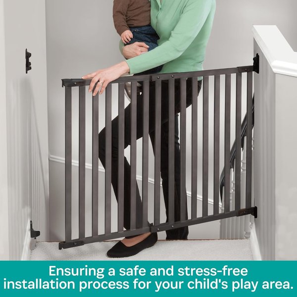 KidCo Bamboo Angle Mount Safeway Wood Mounted Dog & Cat Gate, 31-in, Gray