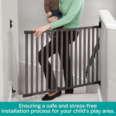 Show full view: KidCo Bamboo Angle Mount Safeway Wood Mounted Dog & Cat Gate, 31-in, Gray slide 6 of 10
