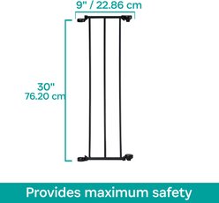 KidCo Custom Fit Auto Close Configure Steel Gate Extension, Black, 9-in