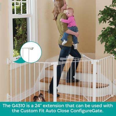 Show full view: KidCo Custom Fit Auto Close Configure Steel Gate Extension, White, 24-in slide 3 of 7