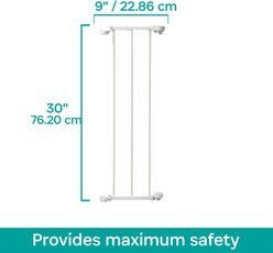 KidCo Custom Fit Auto Close Configure Steel Gate Extension, White, 9-in