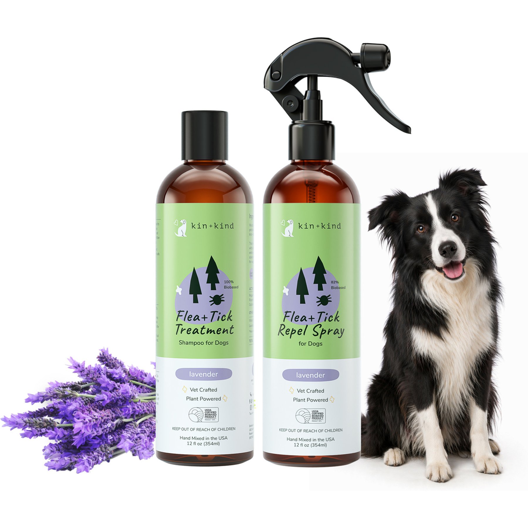 kin+kind Flea+Tick Lavender Spray & Shampoo Maximum Protection Set for Dogs, 12-fl oz bottle