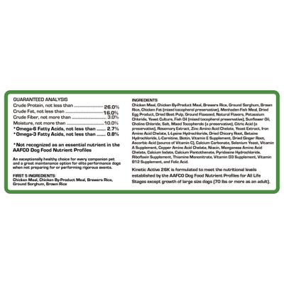 Show full view: Kinetic Performance Active 26K Formula Dry Dog Food, 35-lb bag slide 7 of 8