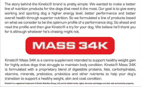Kinetic Performance Mass 34K Dog Supplement