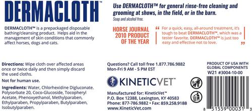 Show full view: KineticVet DermaCloth Skin Care Treatment Wipes for Horses, 8 count slide 2 of 3