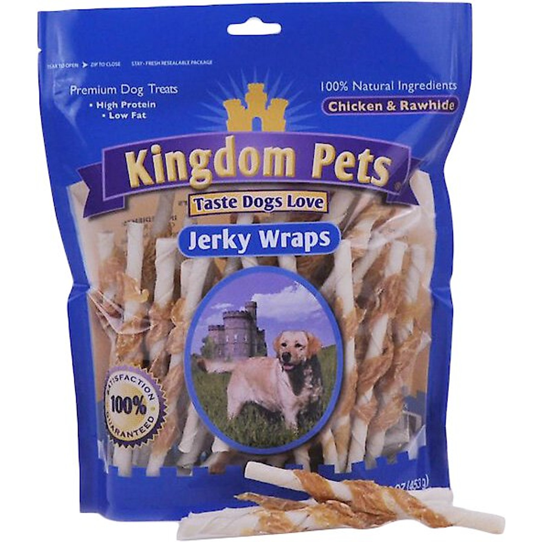 Kingdom Pets Chicken & Rawhide Jerky Wraps Dog Treats, 32-oz bag