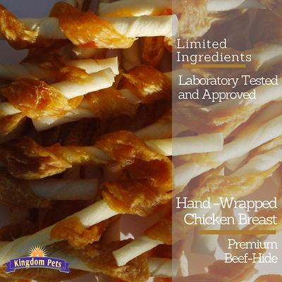 Show full view: Kingdom Pets Jerky Wraps Chicken & Rawhide Dog Treats, 16-oz bag slide 4 of 6