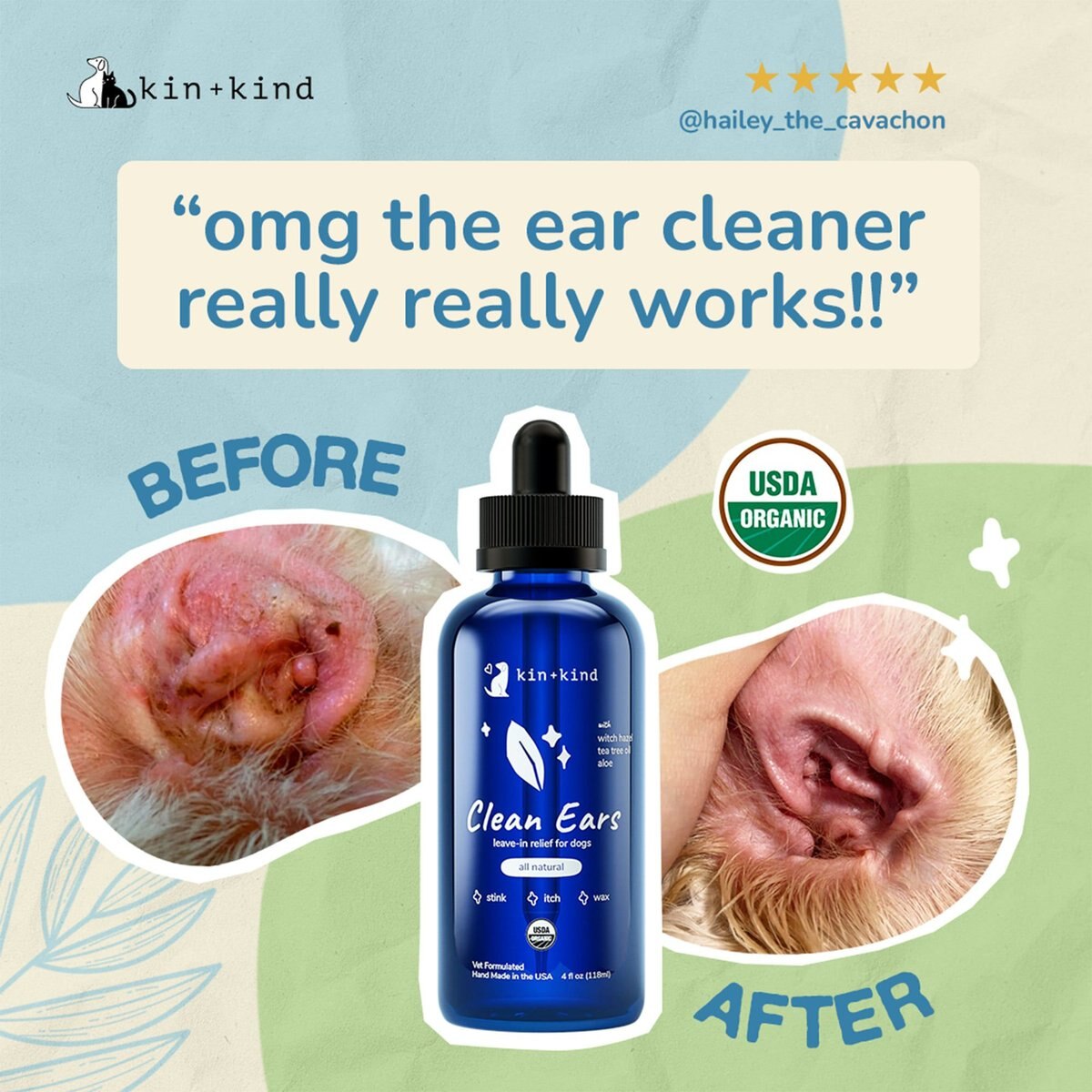 kin+kind Clean Ears Dog Ear Cleanser