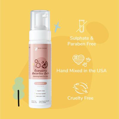 Show full view: kin+kind Energizing Waterless Bath Grapefruit for Dogs, 8-fl oz bottle slide 3 of 7