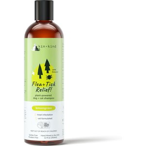 kin+kind Flea & Tick Dog & Cat Shampoo, Lemongrass Scent, 12-fl oz bottle