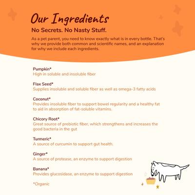 Show full view: kin+kind Organic Healthy Poops Dog & Cat Supplement, 4-oz bottle slide 6 of 9