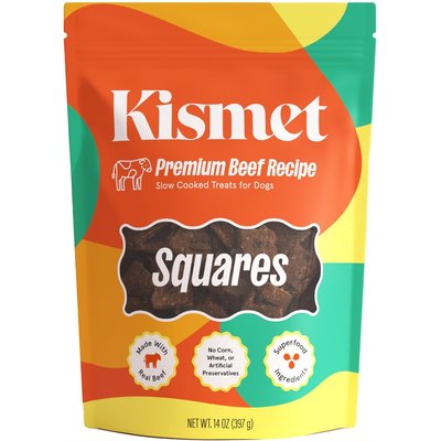 Kismet Kismet Slow Cooked Beef Squares Jerky Dog Treats, 14-oz bag