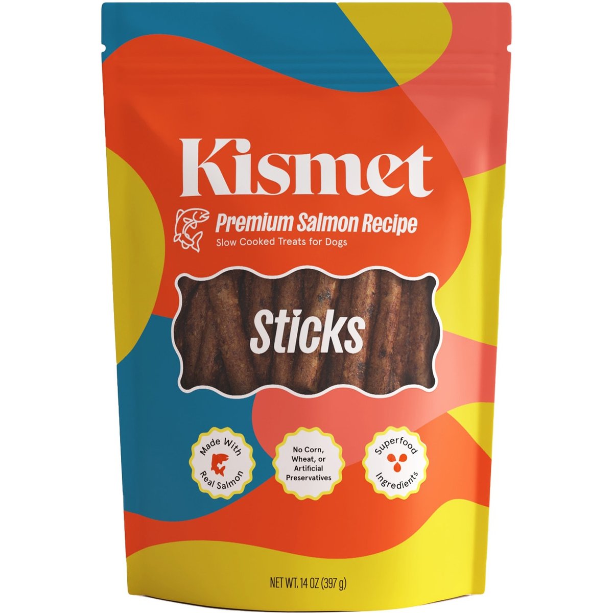 Kismet Slow Cooked Salmon Sticks Jerky Dog Treats, 14-oz bag