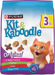 Kit & Kaboodle Original Poultry, Liver & Ocean Fish Dry Cat Food, 3-lb bag