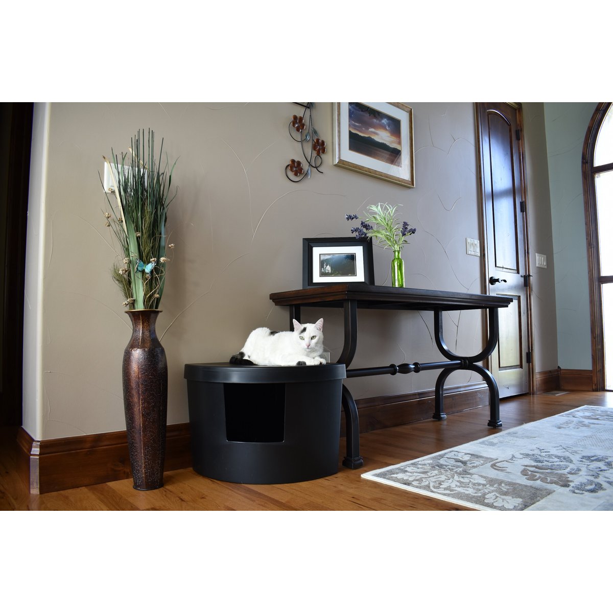 Kitangle Corner Kitty Cat Litter Box, Large, Black