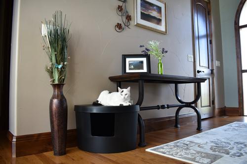 Show full view: Kitangle Corner Kitty Cat Litter Box, Large, Black slide 1 of 8