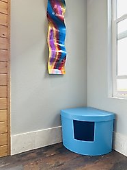 Kitangle Corner Kitty Cat Litter Box, Large, Blue slide 1 of 3