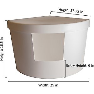Kitangle Corner Kitty Cat Litter Box, Large, Grey