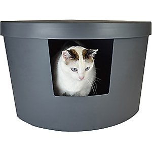 Kitangle Corner Kitty Cat Litter Box, Large, Grey