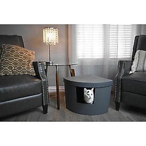 Kitangle Corner Kitty Cat Litter Box, Large, Grey