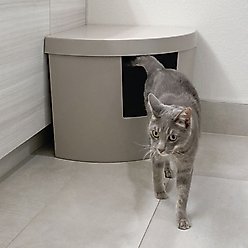 Kitangle Corner Kitty Cat Litter Box, Large, Taupe