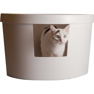 Kitangle Corner Kitty Cat Litter Box, Large, White