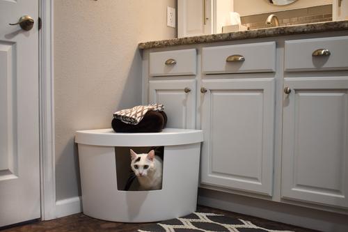 Show full view: Kitangle Corner Kitty Cat Litter Box, Large, White slide 5 of 10