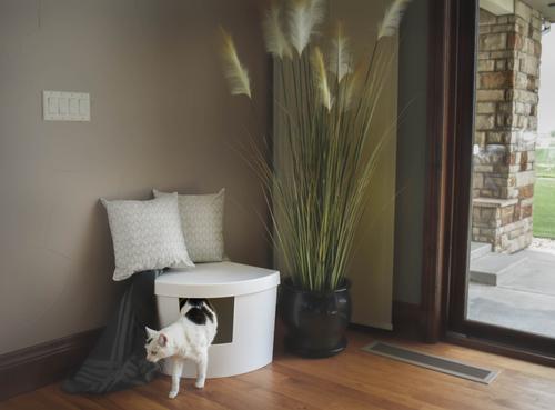 Show full view: Kitangle Corner Kitty Cat Litter Box, Large, White slide 9 of 10