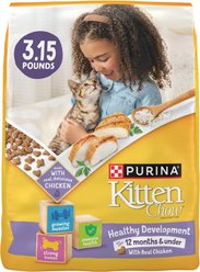 Kitten Chow Healthy Development Chicken Flavor Muscle & Brain Development Kitten Dry Cat Food, 3.15-lb bag